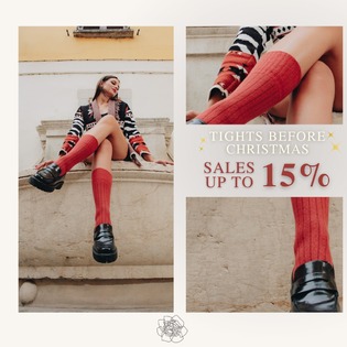 Good news! 
✨ Tights before Christmas ✨ sales have started 

Get your discount:
-5% on orders up to 50€
-10% on orders from 51€ to 100€
-15% on order over 100€

Start your shopping -> link in bio

**End of promo: December 20th
.
.
.
#sarahborghi #fashion #moda #calze #calzini #socks #collant #pant #sales #christmassales #sconti #promo